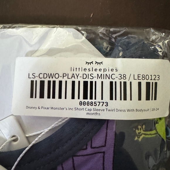 Little Sleepies Monsters Inc. Twirl Dress with bodysuit size 18 to 24 months - Picture 2 of 3
